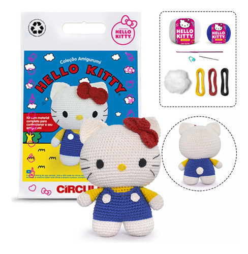 Kit Amigurumi Coleção Hello Kitty Circulo - Receita No Verso Cor 01- Blusa Amarela