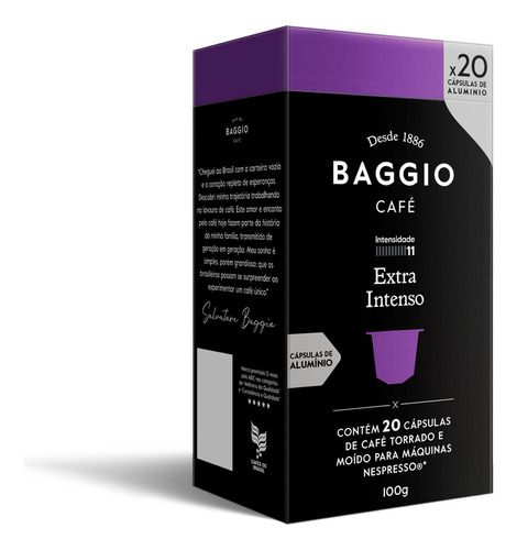 Baggio Café Extra Intenso Box - 20 Cápsulas P/ Nespresso