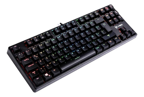 Imagen 2 de 2 de Teclado gamer VSG Alnitak QWERTY Kailh Blue español latinoamérica color negro con luz RGB