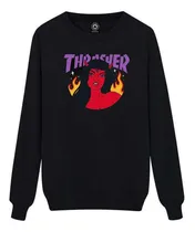 Comprar Buzo Thrasher Cuello Redondo Negro Crewneck Roja Logo Nuevo 