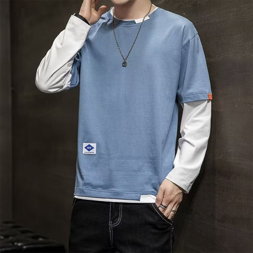 Playera De Manga Larga Para Hombre Con Estampado Casual En