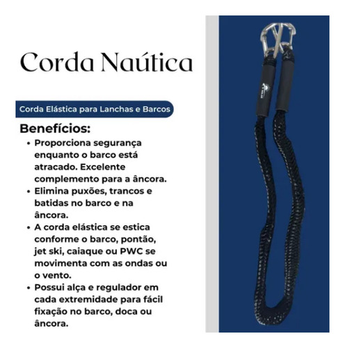 Amarra Elástica Com Mosquetão Jet Ski Barco Kaiake 1,2m Preto