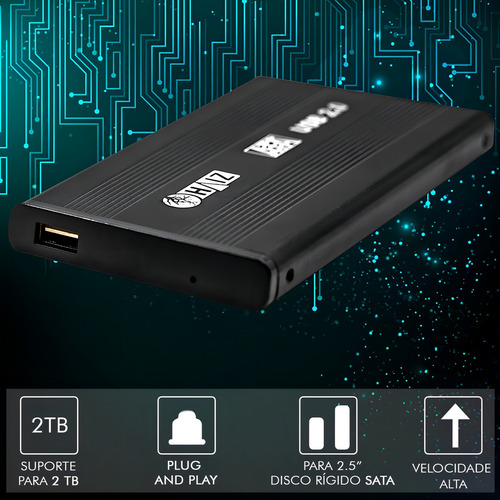 Case Capa Gaveta para HD Externo Sata Haiz Notebook Computador 2.5" Cor Preto