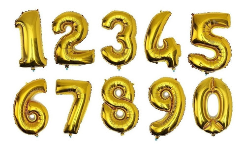 Globos De Números Y Letras Metalizados De 70 Cm