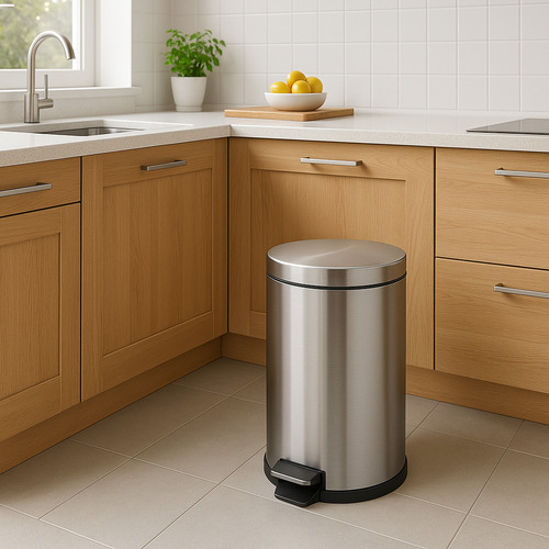 Lixeira Inox 12 Litros Com Pedal E Cesto Removível Estilo