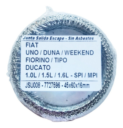 Junta Salida De Escape Fiat Uno / Duna / Weekend / Fiorino 