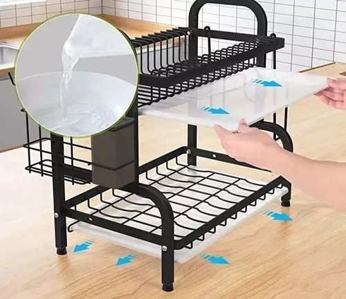 Escurridor De Platos 2 Niveles De Metal Acero Inoxidable