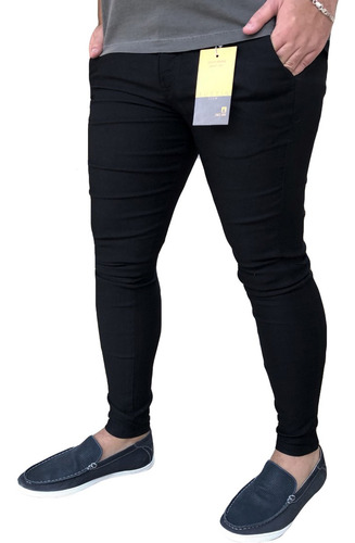 Imagem 3 de 5 de Calça Alfaiataria Preta Bengaline Skinny Social Premium