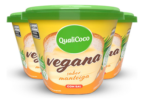Kit 3 Manteiga De Coco Natural Com Sal Qualicoco 200g