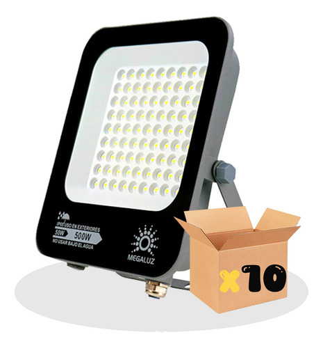 Pack De 10 Reflectores Led 50 Watts Luz Blanca Fría Protección Ip65 Base Ajustable Disipación De Calor Ahorro De Energía Ideal Para Exteriores