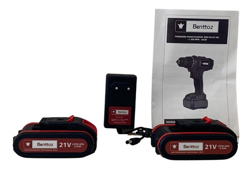 Furadeira Parafusadeira Benttoz 2 Baterias 21v + Maleta