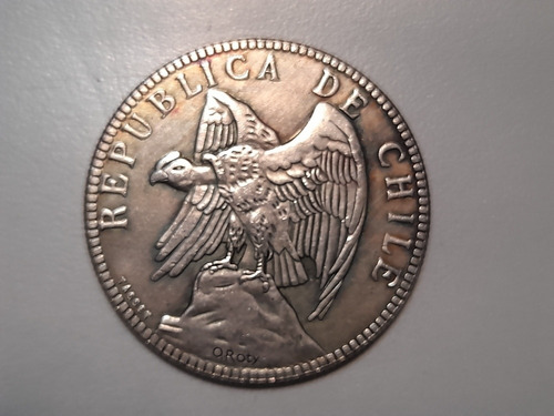 Imagen 3 de 4 de Moneda Chile 1 Peso 1897 (rp)