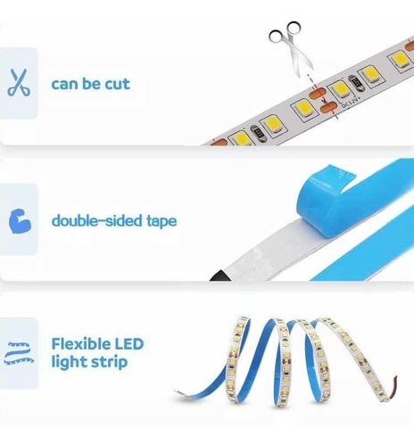 Rollo 5 Metros Tira De Led Luz Blanca 6000k Smd 2530 12v 6k