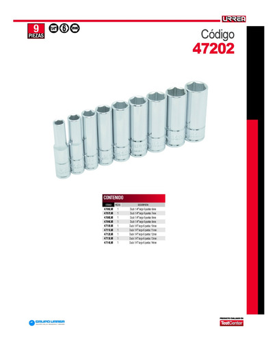 Kit Dados Milimétricos Largos 6-14mm Urrea® Cuadro 1/4''