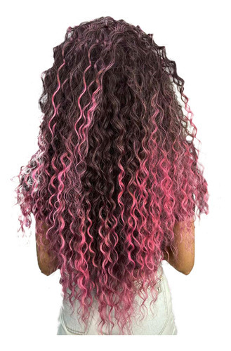 Beauty G Organic Hair, True Me, rizos abiertos, 75 cm, color: negro/rosa (t1b/pink)