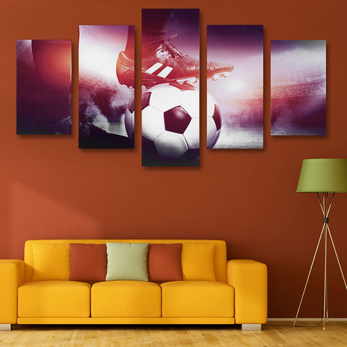 Wall Art Fútbol Deportes Lienzo Pintura 5 Paneles Impresos