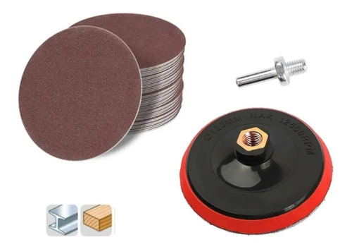 Disco Amoladora Pad Backing Plate + 3 Lijas 125 Abrojo