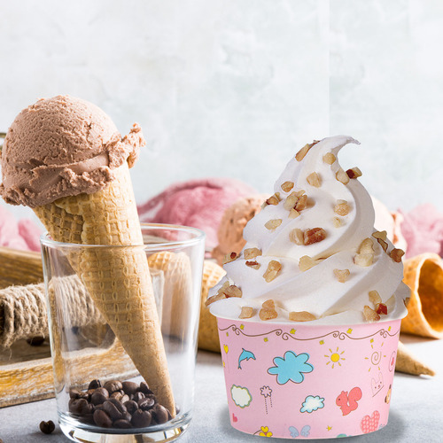 50 Cuencos De Papel Para Helado Con Impresión Creativa, Dese
