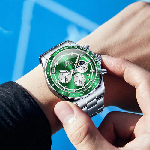 Reloj De Acero Inoxidable 2945 Chronograph Luminous Para Hom