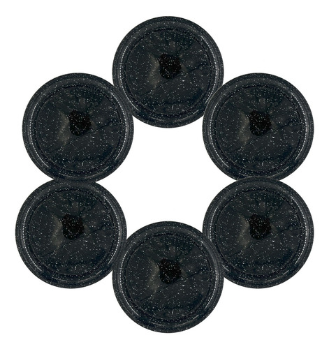 Platos Taqueros Plastico Trinche Parece Peltre 21.5cm 6pzs Negro Parece Peltre