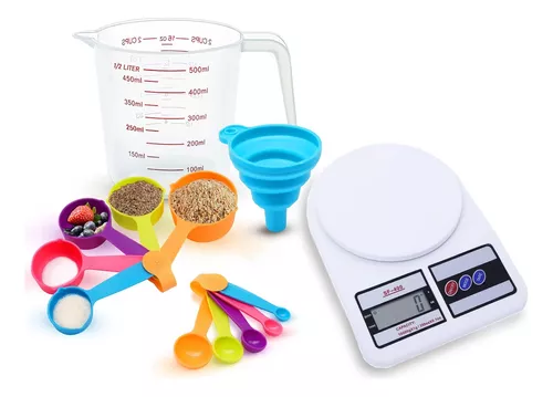  Juego de 3 tazas medidoras de plástico, sin BPA, medidas  fáciles de leer, 3 unidades de báscula, cocina con precisión, A : Hogar y  Cocina