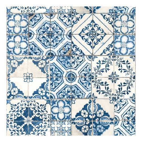 Rmk11083wp Blue Mediterranian Tile Peel And Stick Papel...