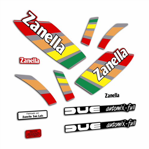 Calcos Zanella 50 Due Automix - Full. Colores. Laminadas