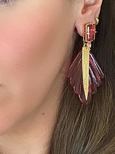 Maxi Brinco Semijoia Banhado A Ouro Cor Rubi. Um Luxo!