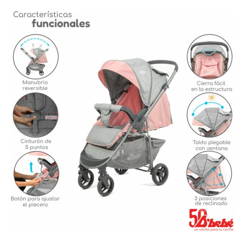 Carriola D Bebé Reversible Travel System Max Rosa Rosa