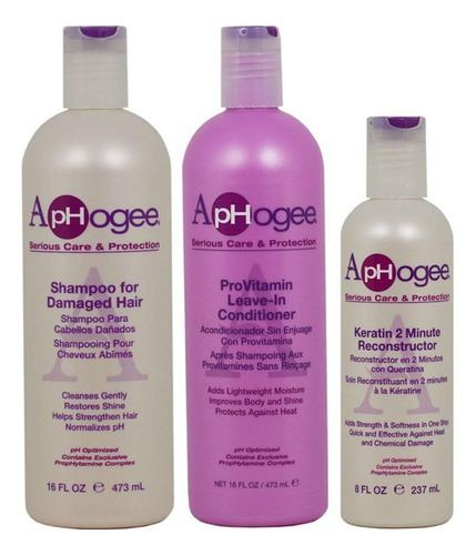 Kit De Cuidados Com O Cabelo Aphogee Shampoo, Condicionador
