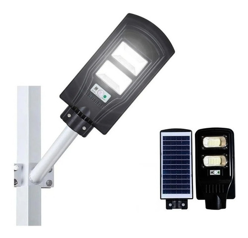 Foco Solar Led 60w Exterior C/ Sensor Y Control+ Brazo Metal