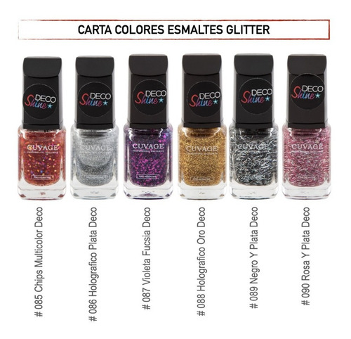 Imagen 2 de 10 de Kit Esmaltes Uñas Glitter X 4 - Gibre Brillo Sin Tacc Cuvage