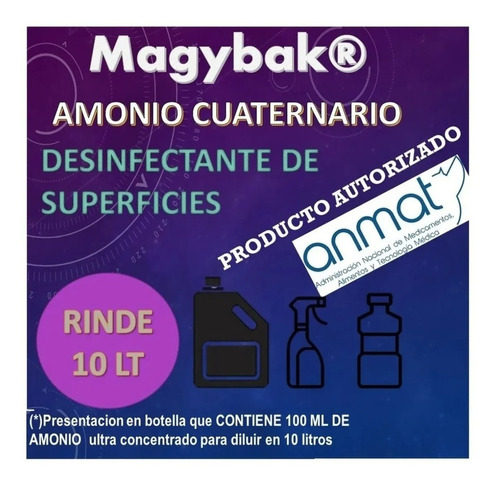 Desinfectante Amonio Cuaternario Anmat Bactericida 5 Lt 