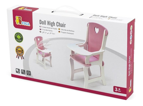 Silla De Muñecas De Madera  Rosada Para Niños - Viga