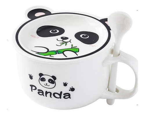 Taza Con Tapa Plato Y Cuchara Kawaii En Forma De Animalito