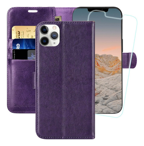 Funda Cartera Para iPhone 12 Pro Max 5g Morado 6.7-puLG Piel
