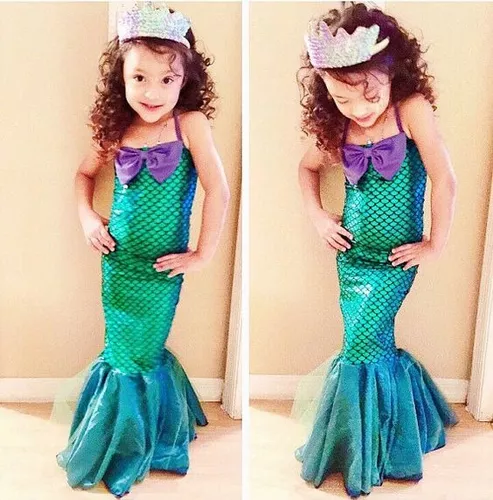 Vestido Fantasia Infantil Princesa Sereia Ariel + Acessórios