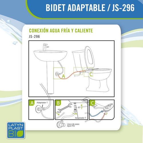 Imagen 4 de 6 de Bidet Adaptable Para Inodoro Para Agua Caliente Js 296