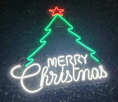 Letrero Led Neon Arbol Navidad Merry Christmas Touch