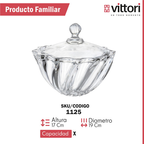 Caja 12 Piezas Bombonera De Vidrio Trufa Grande 1.9 L