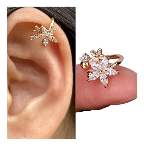 Aretes Mujer Ear Cuff Solitario Ear Cuff Flor