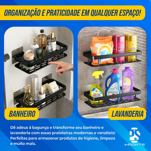 Kit 2 Suporte Porta Shampoo Sabonete Banheiro Adesivo Parede