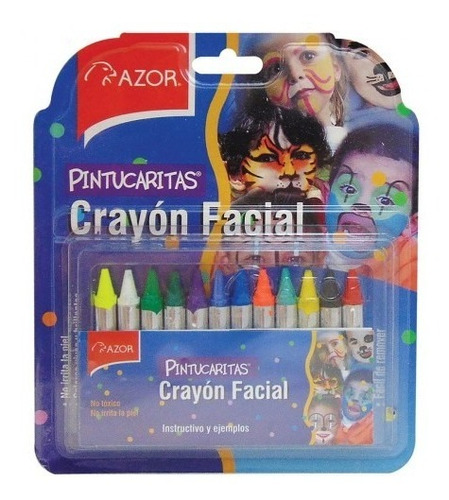 Crayon Facial Azor Pintucaritas Con 12 Colores Pinta Caritas