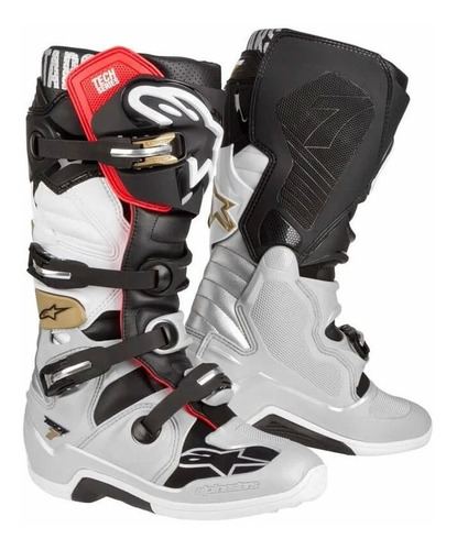 Botas Tech 7 Alpinestars Motocross Plateado Silver T10