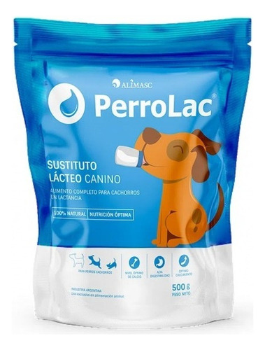 Leche Perros Cachorros Sustituto Lácteo Perrolac 500 Gr.  