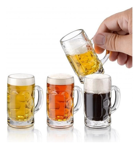 Jgo 6 Tequileros 2oz Estilo Tarro Cervecero - Borgonovo Color Blanco