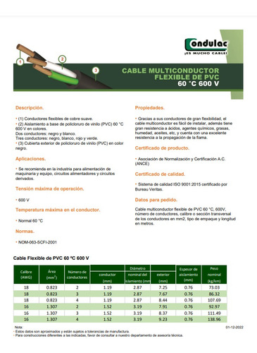 Condulac Multiconductor Cal.3x10 600v (100m)