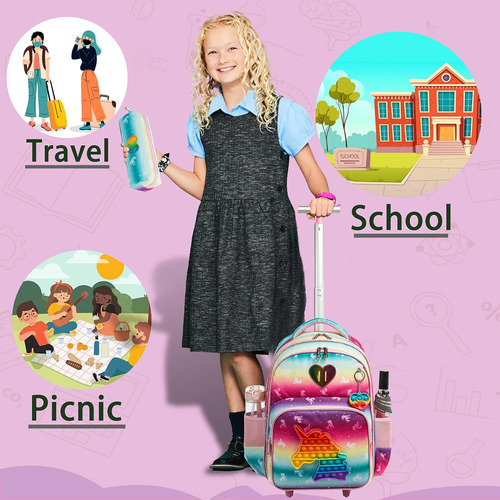 Meetbelify Mochila Con Ruedas Unicornio Para Niñas Mochilas