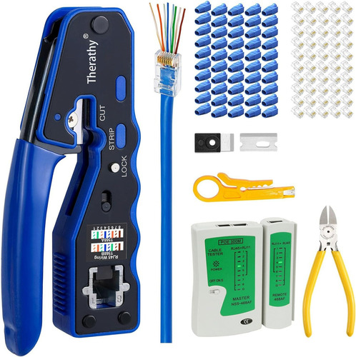 Pinza Ponchadora Crimpadora Rj45 Cat6 Pass Through Cat5e