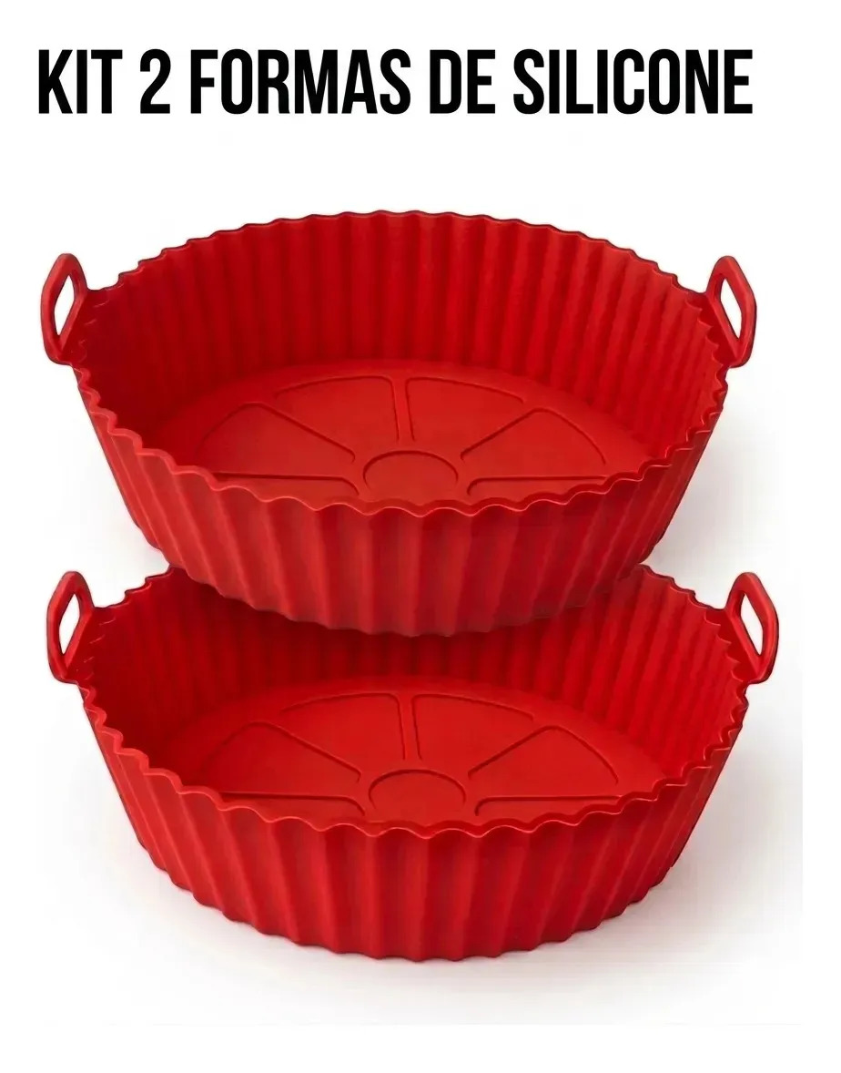 Kit 2 Formas Silicone Air Fryer Antiderente Reutilizavel